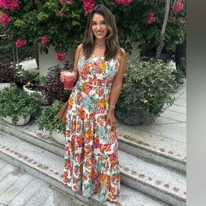 Anthropologie Able The Label Strapless Maxi Fruit Dress Size Medium